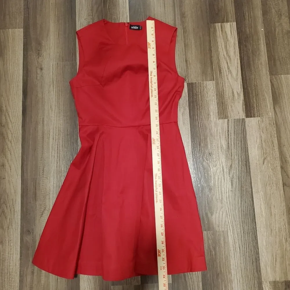 Kate Spade Saturday Red Sleeveless Pleated Fit & Flare Dress 2